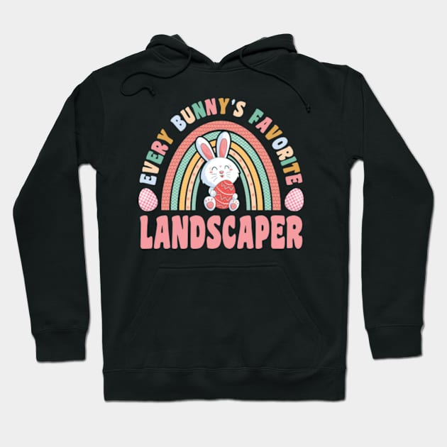 Rainbow Every Bunnys Is Favorite Landscaper Cute Bunnies Easter Eggs Hoodie by Art master